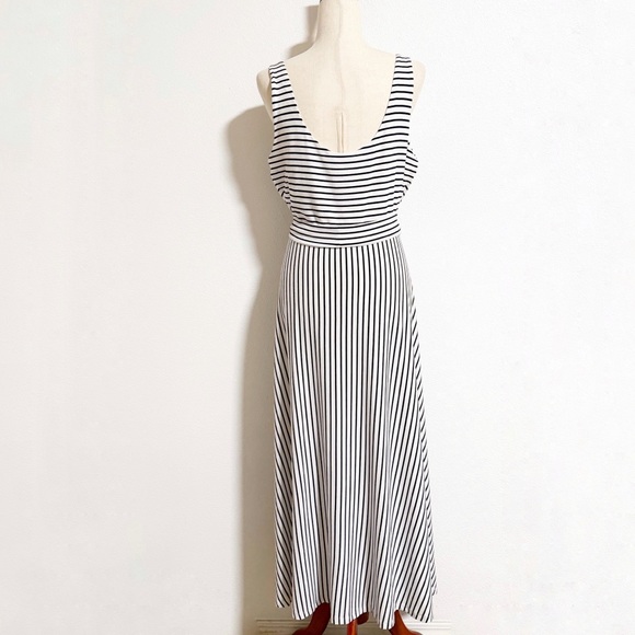 Loft Nautical Contrast Striped Tie Waist Midi Dress - Picture 3 of 10